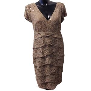 Dress Barn Signature Women's Champagne Gold Formal Gown Size 14